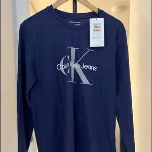 NEW MENS CALVIN KLEIN MONOGRAM LOGO Long Sleeve Crew Neck Sweatshirt. Size S